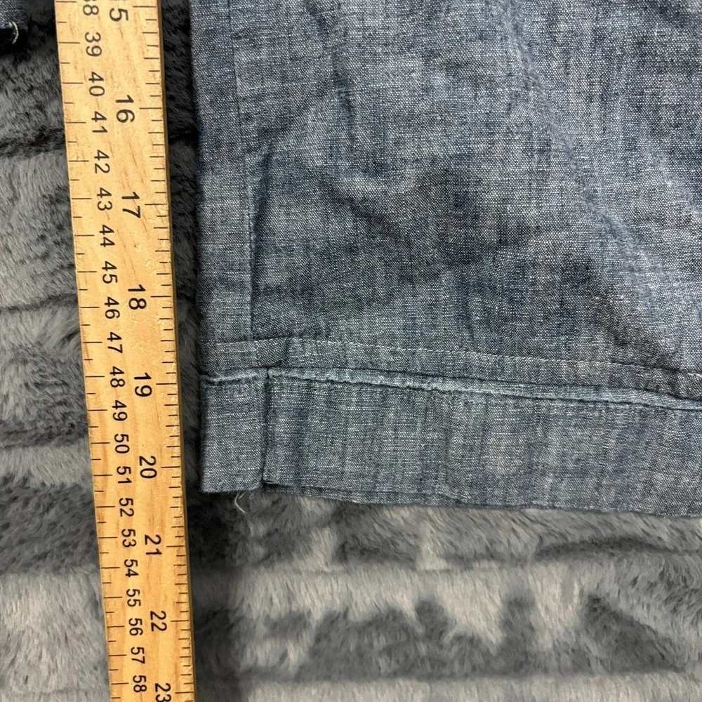 Banana Republic Martin Fit Blue Chambray Linen Blend Wide Leg Pants 0